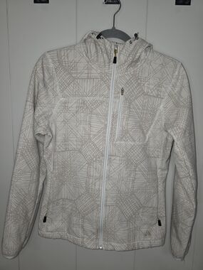 Women’s ACG Nike Geometric Pattern Fleece Lined Cream Color Full Zip Softshell L